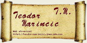 Teodor Marinčić vizit kartica